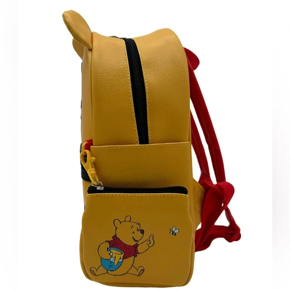 New Winnie The Pooh Mini Backpack faux pebble leather with zipper pouch